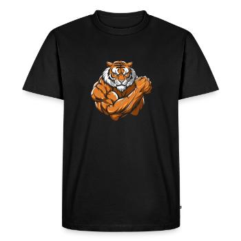 Fitness Tiger - T-shirt Premium bio Homme - noir - Devant - Nico (187cm)