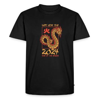 Année du Dragon 2024 - T-shirt Premium bio Homme - noir - Devant - Nico (187cm)