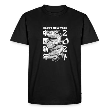 Année du Dragon 2024 - T-shirt Premium bio Homme - noir - Devant - Nico (187cm)