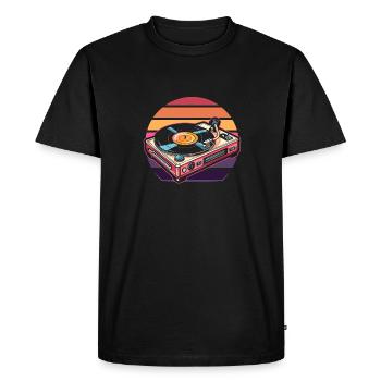 Collectionneur de disques vinyles - T-shirt Premium bio Homme - noir - Devant - Nico (187cm)