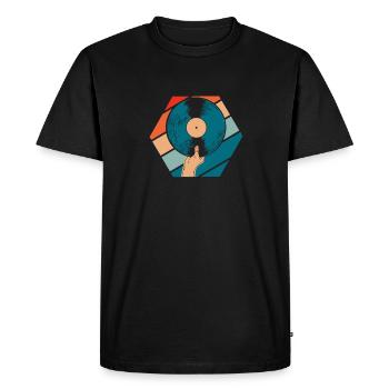 Collectionneur de disques vinyles - T-shirt Premium bio Homme - noir - Devant - Nico (187cm)