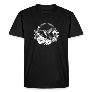 Colibri fleur coeur - T-shirt Premium bio Homme - noir - Devant - Nico (187cm)