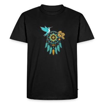Hummingbird Dreamcatcher Bird - Men's Premium Organic T-Shirt - black - Front - Nico (187cm)