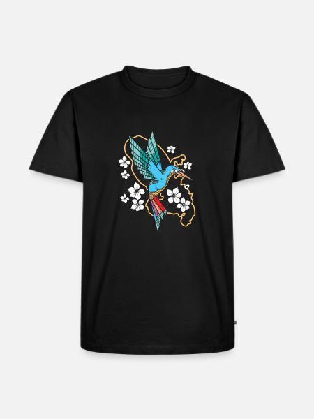 Kolibri Blumen - Männer Premium Bio T-Shirt - Schwarz