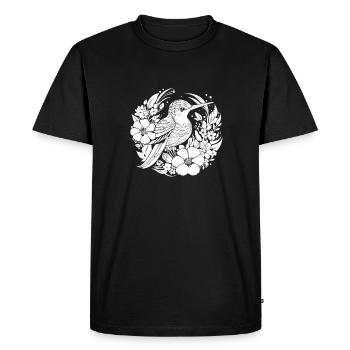 Hummingbird Floral Line Art - Men's Premium Organic T-Shirt - black - Front - Nico (187cm)