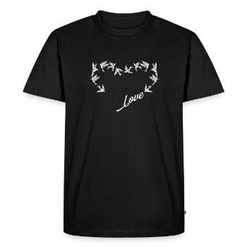Colibri Coeur Amour Oiseau - T-shirt Premium bio Homme - noir - Devant - Nico (187cm)