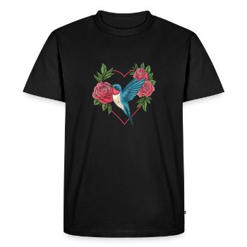 Hummingbird Heart Love Bird - Men's Premium Organic T-Shirt - black - Front - Nico (187cm)