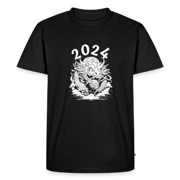 Année du Dragon 2024 - T-shirt Premium bio Homme - noir - Devant - Nico (187cm)