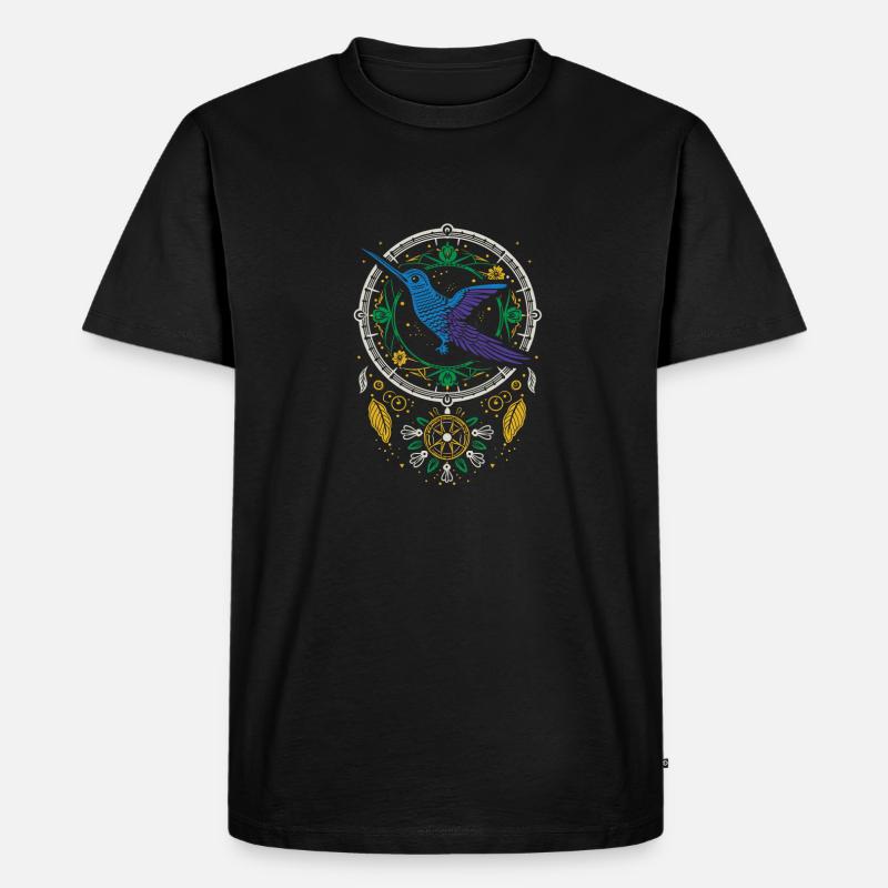 Kolibri Traumfängervogel - Männer Premium Bio T-Shirt - Schwarz