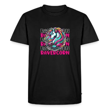 Techno Raver Unicorn Ravercorn - Men's Premium Organic T-Shirt - black - Front - Nico (187cm)