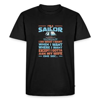 Voile, Voile, Voilier - T-shirt Premium bio Homme - noir - Devant - Nico (187cm)
