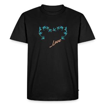 Colibri Coeur Coeur Amour Oiseau - T-shirt Premium bio Homme - noir - Devant - Nico (187cm)