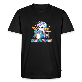 Batterie Batteur Batteur Licorne - T-shirt Premium bio Homme - noir - Devant - Nico (187cm)