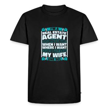 Agent immobilier - T-shirt Premium bio Homme - noir - Devant - Nico (187cm)