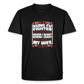 Kung Fu - Men's Premium Organic T-Shirt - black - Front - Nico (187cm)