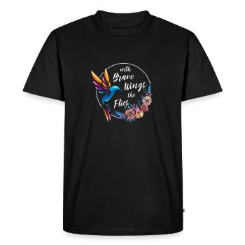 Hummingbird, Courageous, Motivating - Men's Premium Organic T-Shirt - black - Front - Nico (187cm)