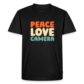 Photographer Photography Camera Peace Love Camera - Men's Premium Organic T-Shirt - black - Front - Nico (187cm)