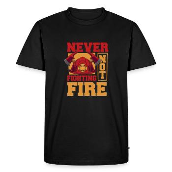 Pompier - T-shirt Premium bio Homme - noir - Devant - Nico (187cm)