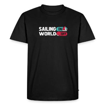 Sailing Sailor Sailboat Sailing On World Off - Men's Premium Organic T-Shirt - black - Front - Nico (187cm)
