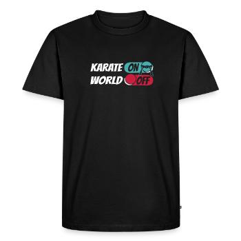 Karate Karate On World Off - Men's Premium Organic T-Shirt - black - Front - Nico (187cm)
