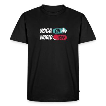 Yoga Yoga sur World Off - T-shirt Premium bio Homme - noir - Devant - Nico (187cm)