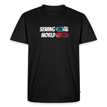Machine à coudre coudre sur World Off - T-shirt Premium bio Homme - noir - Devant - Nico (187cm)