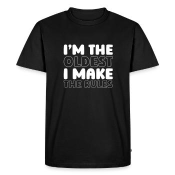 Black humor elders, I make the rules - Men's Premium Organic T-Shirt - black - Front - Nico (187cm)