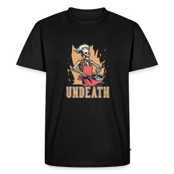 Chef cuisinier squelette mort-vivant - T-shirt Premium bio Homme - noir - Devant - Nico (187cm)