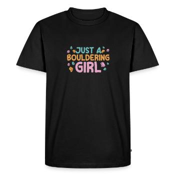 Bouldern Bouldering Bouldering Juste une fille de bloc - T-shirt Premium bio Homme - noir - Devant - Nico (187cm)