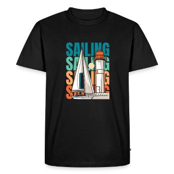 Sailing Sailor Sailboat - Men's Premium Organic T-Shirt - black - Front - Nico (187cm)