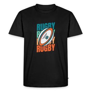 Rugby - T-shirt Premium bio Homme - noir - Devant - Nico (187cm)