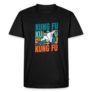 Kung Fu - Men's Premium Organic T-Shirt - black - Front - Nico (187cm)