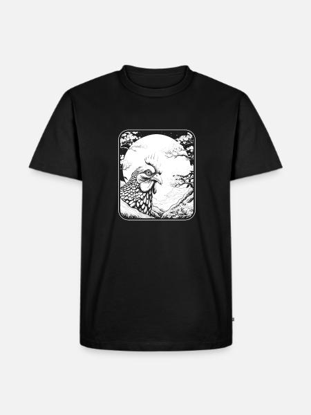 Poule Japon Cerisier Fleur Lune - T-shirt Premium bio Homme - noir