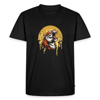 Tigre Lune Hurlement - T-shirt Premium bio Homme - noir - Devant - Nico (187cm)