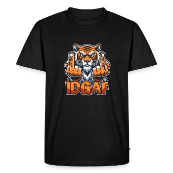 Tiger Idgaf - Men's Premium Organic T-Shirt - black - Front - Nico (187cm)