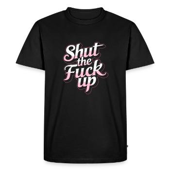 Black Humor Funny Lips Stfu - Men's Premium Organic T-Shirt - black - Front - Nico (187cm)
