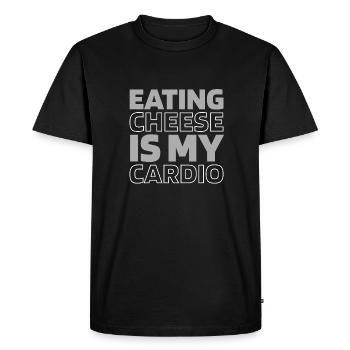Cheese Cheesemaker Funny Cardio Quote - Men's Premium Organic T-Shirt - black - Front - Nico (187cm)