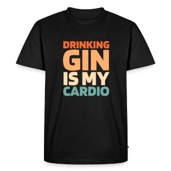 Gin Funny Cardio Quote - Men's Premium Organic T-Shirt - black - Front - Nico (187cm)