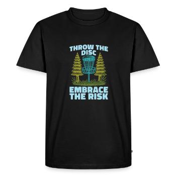 Frisbee Golf Disc Golf - Men's Premium Organic T-Shirt - black - Front - Nico (187cm)