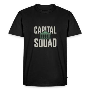Banker Cadre - Men's Premium Organic T-Shirt - black - Front - Nico (187cm)