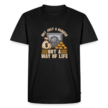 Banquier - T-shirt Premium bio Homme - noir - Devant - Nico (187cm)