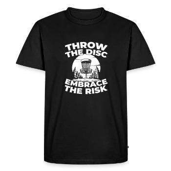 Frisbee Golf Disc Golf - Men's Premium Organic T-Shirt - black - Front - Nico (187cm)