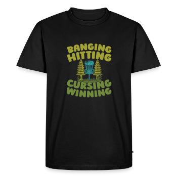 Frisbee Golf Disc Golf - Men's Premium Organic T-Shirt - black - Front - Nico (187cm)
