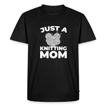 Frappée juste une maman tricoteuse - T-shirt Premium bio Homme - noir - Devant - Nico (187cm)
