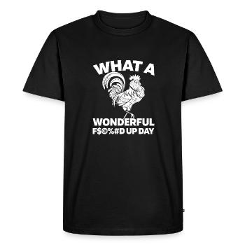 Poule de poulet foutue en l’air - T-shirt Premium bio Homme - noir - Devant - Nico (187cm)