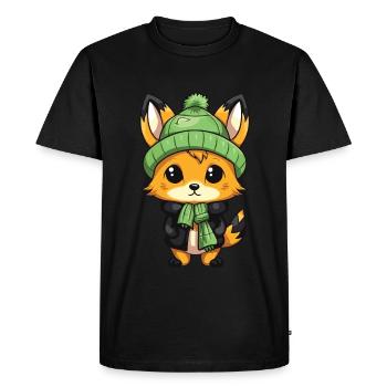 Fox Winter Comic - Men's Premium Organic T-Shirt - black - Front - Nico (187cm)