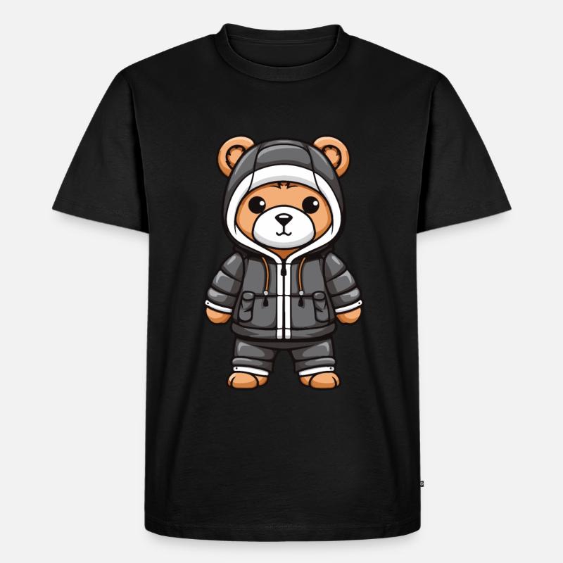 Bär Winter Comic Niedlich - Männer Premium Bio T-Shirt - Schwarz