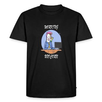 Licorne bourreau de travail - T-shirt Premium bio Homme - noir - Devant - Nico (187cm)