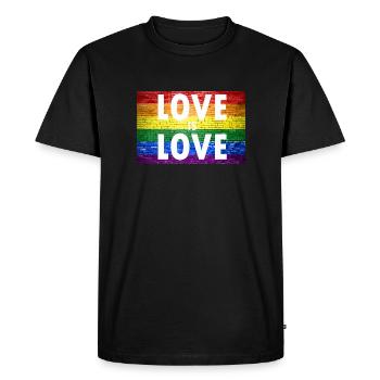 Love is Love Gay Pride - Men's Premium Organic T-Shirt - black - Front - Nico (187cm)
