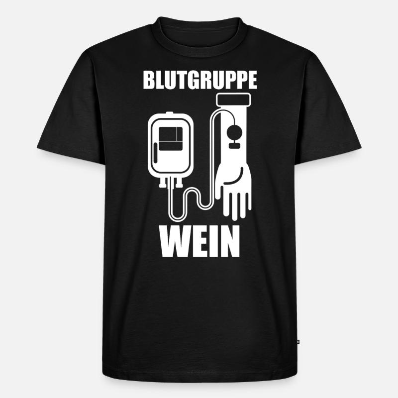 Blutgruppe Wein - Männer Premium Bio T-Shirt - Schwarz